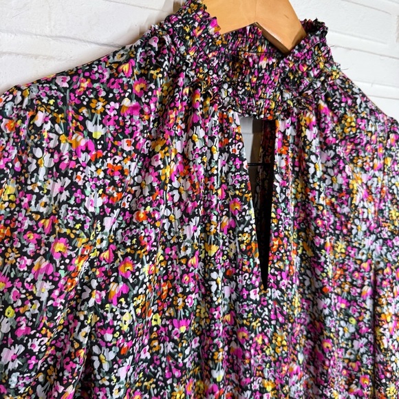 Steve Madden Pink Floral Smocked Choker Neck Party Dress, Women’s Size Medium - Picture 4 of 9